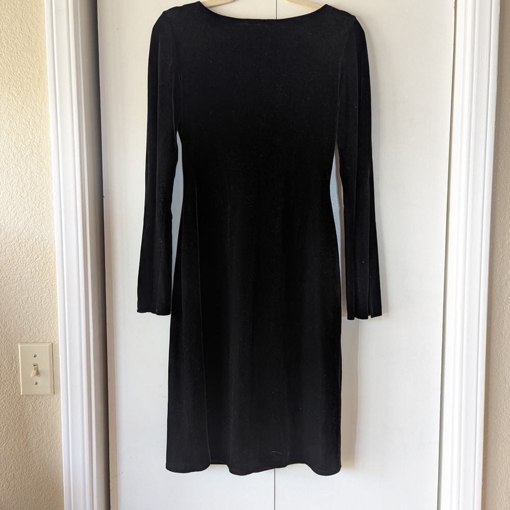 Laundry By Shelli Segal Black Velvet Midi Dress - Picture 3 of 5